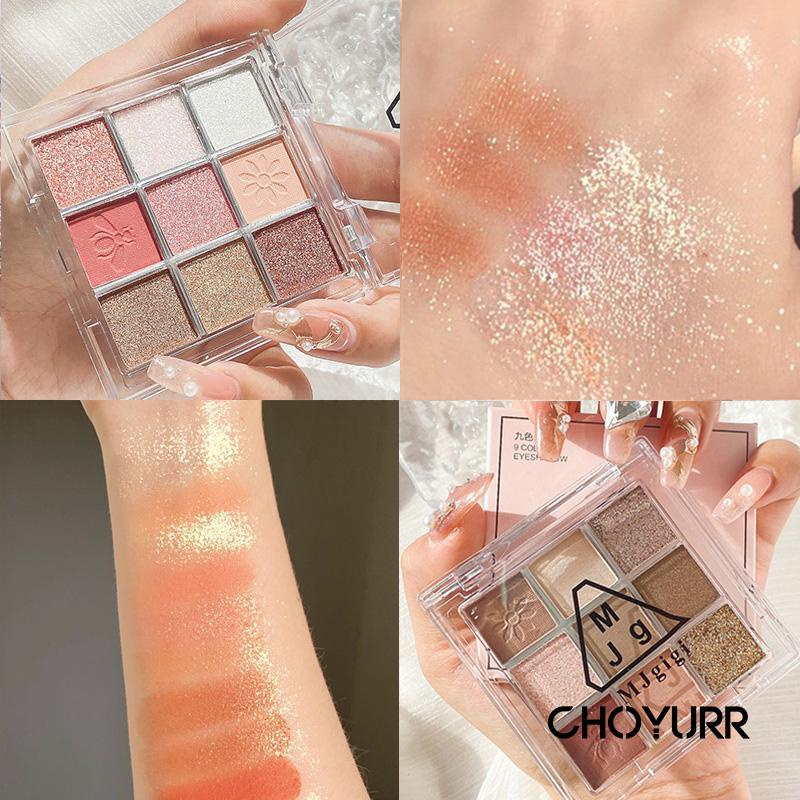 【COD】Eyeshadow Palette Waterproof 9 Warna Glitter Matte Pearlescent Sparkling Non-Smudge Korean Original Import-CH