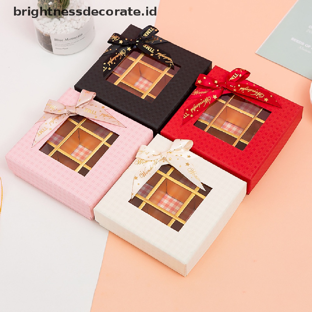 [Birth] 16grids Christmas Chocolate Box Gift Packaging Ikatan Simpul Jendela Coklat Kosong Gift Box Handmade Truffle Marbling Coklat Case [ID]