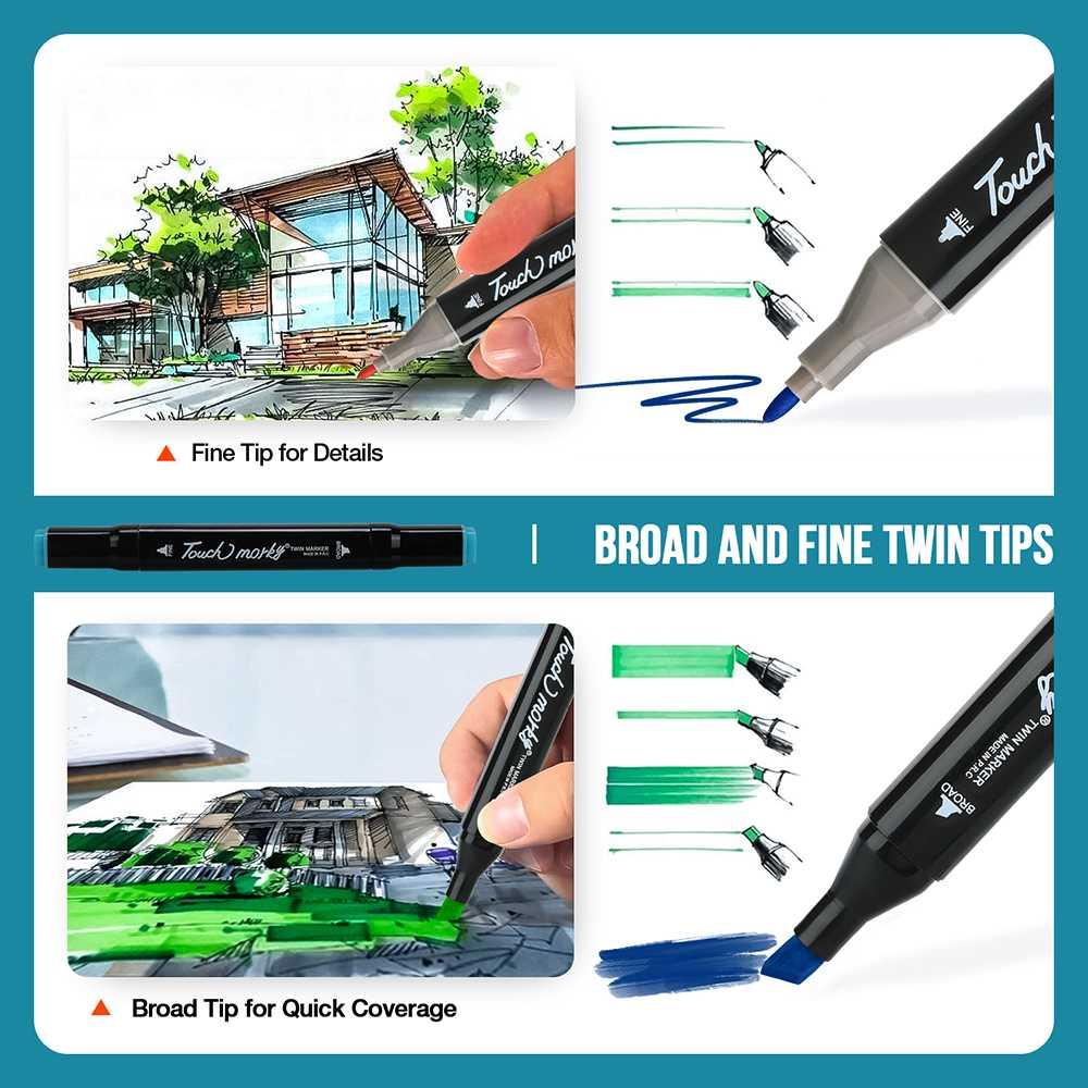 

TOUCH COCO Spidol Dual Side Art Sketch Marker Drawing Set 12 Color - T12