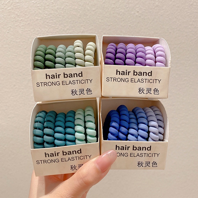Cincin Rambut Korea Warna Frosted Telepon Kawat Rambut Scrunchies Musim Panas Sederhana Mengikat Tali Rambut Tali Rambut Elastis Tinggi