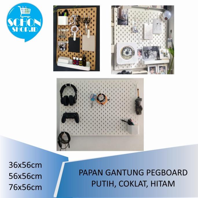 

Papan Dengan Gantungan PegBoard Motif Kayu/Putih-Rak Dinding 76x56cm