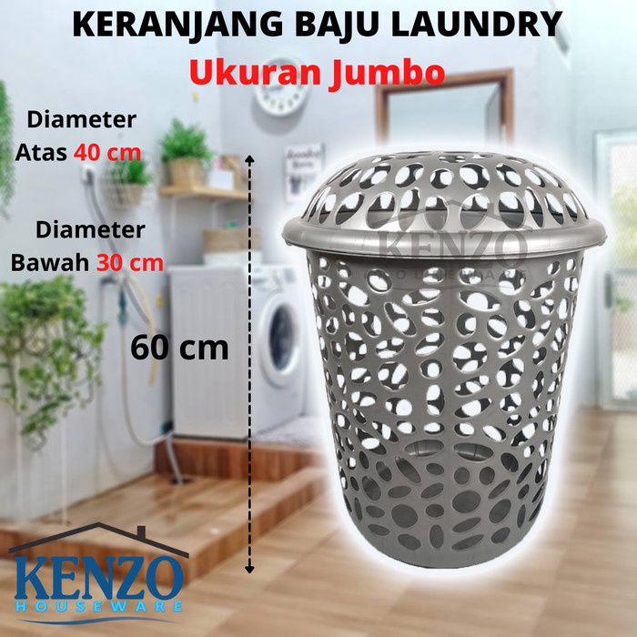 ] Keranjang Baju Kotor Plastik Keranjang Laundry Plastik Tutup Jumbo