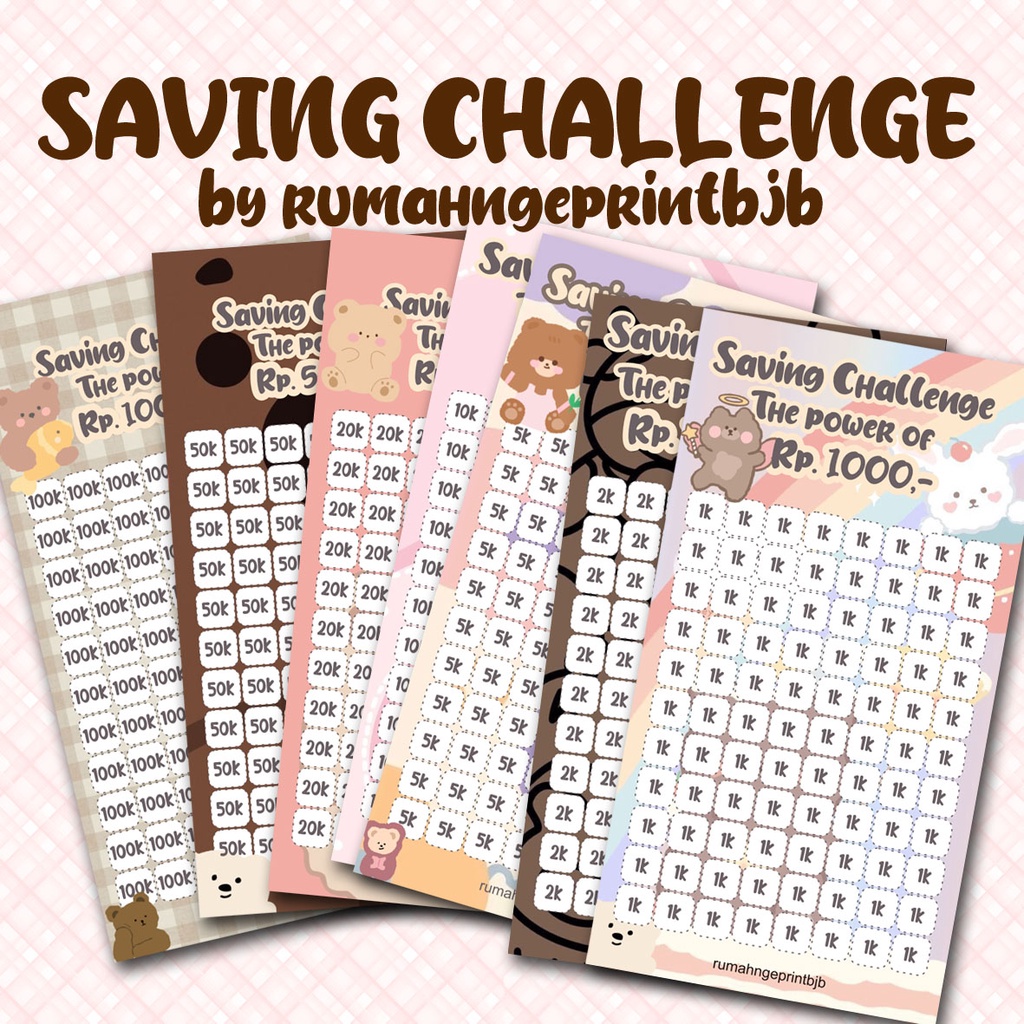 

Isi Binder A6 Saving Jar 6 lubang Challenge Tantangan Menabung Asik BEAR SERIES