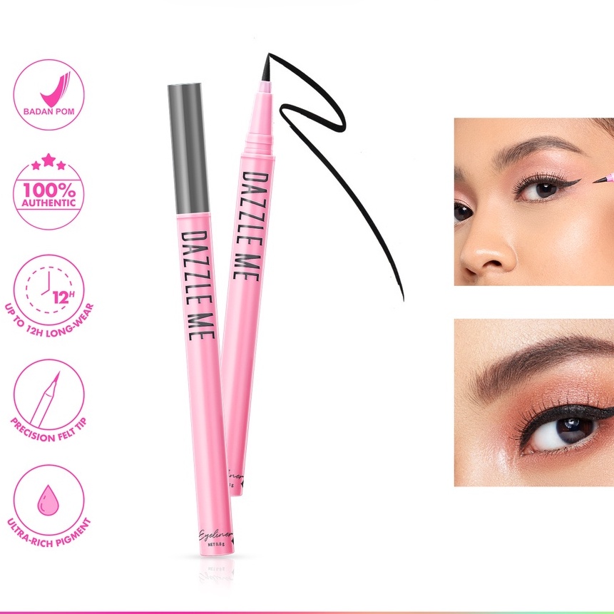 DAZZLE ME Hold On Waterproof Eyeliner | EYELINER DAZZLE ME | tahan lama ( YOU MAKEUPS OFFICIAL STORE )