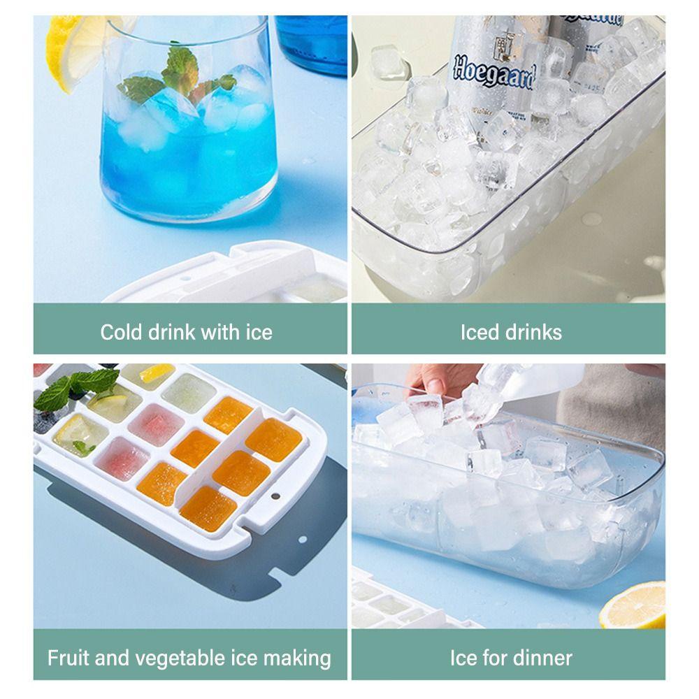 Solighter Cetakan Es Persegi Silikon Kualitas Tinggi Alat Kreatif Press Type Ice Cube Maker