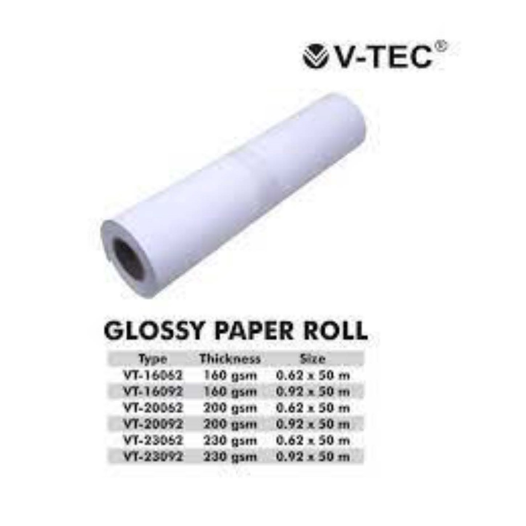 

V-TEC Glossy Photo Paper 0,62x50m 230gsm (TYPE: VT-23062)