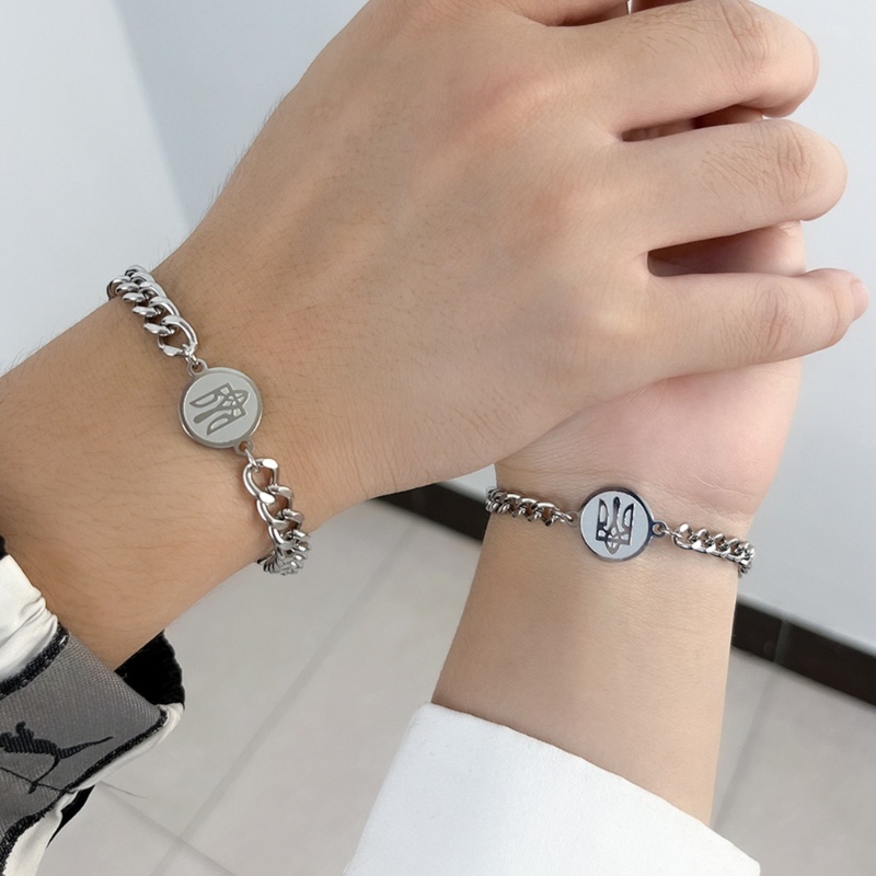 Siy Fashion Ukraina Nasional Emblem Gelang Bulat Liontin Gelang Zikir Perhiasan Pasangan Gelang Nyaman Dipakai
