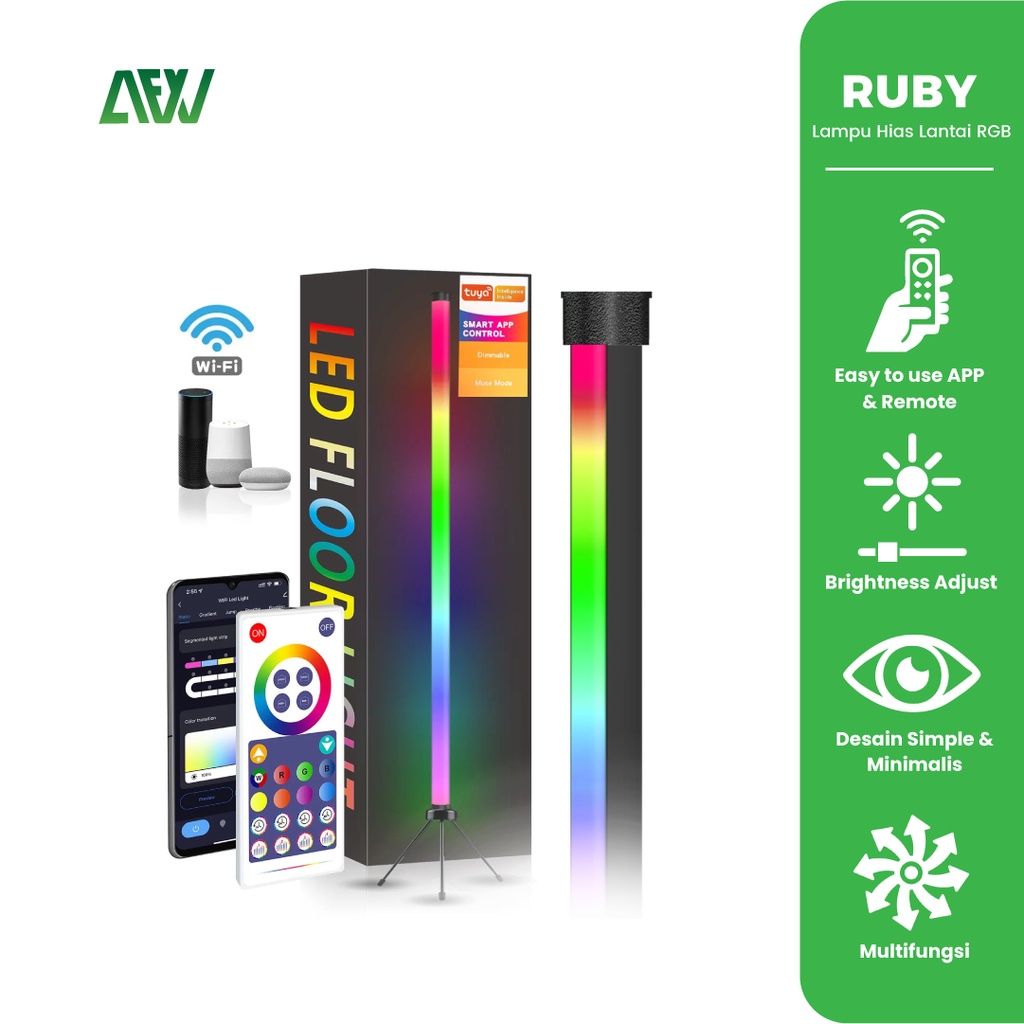 RUBY RGB LED Floor Lamp Lampu Hias Lantai Hiasan Ruangan Kamar