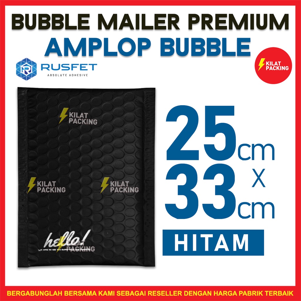 

AMPLOP BUBBLE 25CM X 33CM - BUBBLE MAILER - BUBBLE PACKING HELLO PREMIUM TERMURAH BLACK MATTE