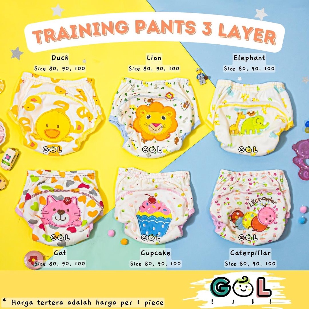 GOL Baby 3 layer Animal Celana Dalam Popok Latihan Pipis Training Pant Cloth Diaper Cover Clodi Bayi
