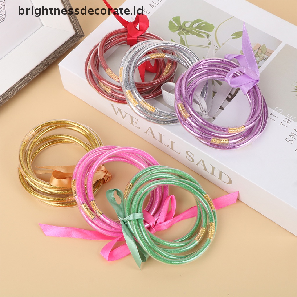 [Birth] 1set Shiny Gold Buddhist Rush Gelang Bharm Halus Budha Gadis Gelang Silikon Plastik Glitter Jelly Budha Cahaya Gelang Hadiah [ID]