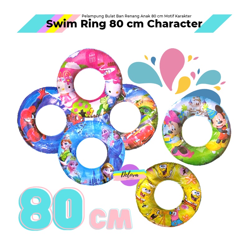 Swim Ring 80 cm Ban Pelampung Renang Anak Bulat Karakter Avanger Hello Kitty Spiderman Disney Mickey