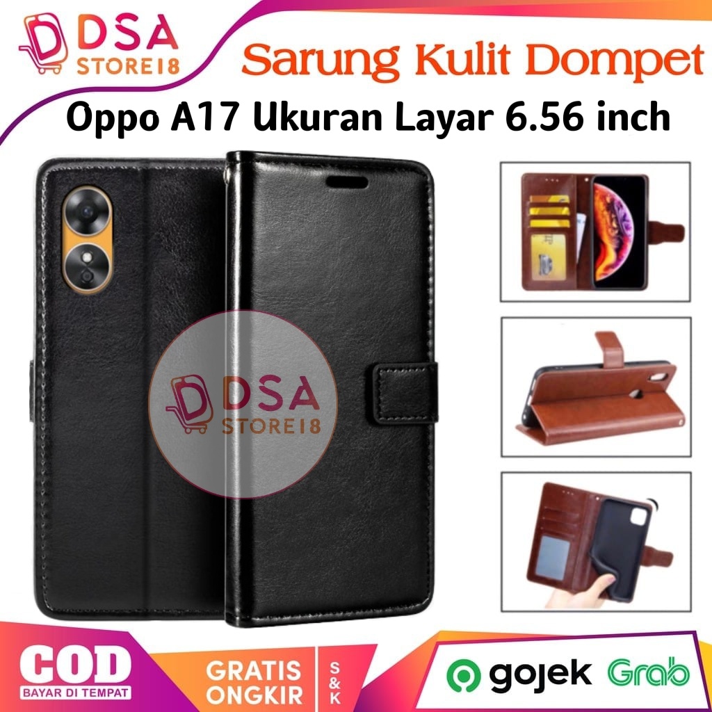 Case Oppo A17 / Casing Oppo A17 / Leather Case Flip Cover Wallet Dompet Hp Casing Kulit