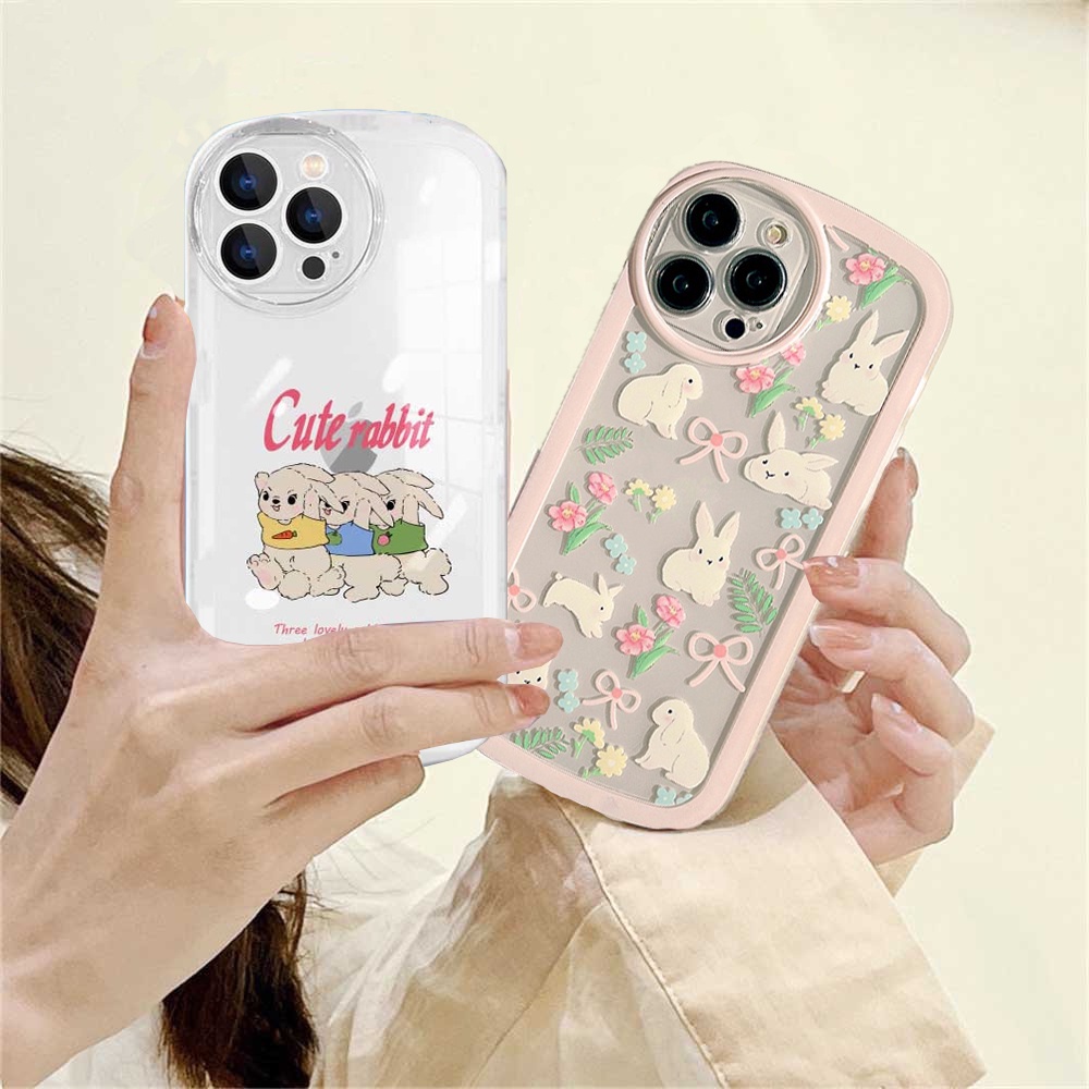 Tiga Kelinci Lucu Case VIVO Y16 Y22 Y35 Y33S Y21T Y21S Y33S Y11 Y12 Y15 Y17 Y12S Y12A Y15S Y15A Y20S Y20i Y19 Y91C Y30 Y50 Y51 S1 Silikon Lembut Case Cover