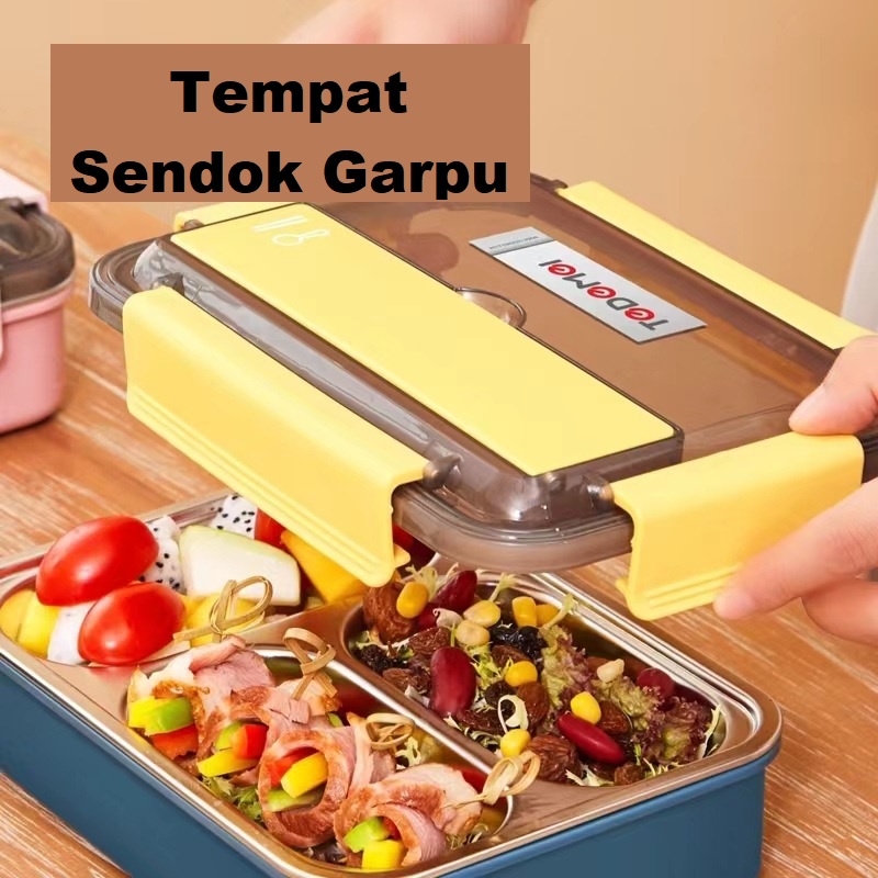 Kotak Makan Stainless TEDEMEI Transparant Ekslusif 1100ml BPA FREE 6592 1100ml