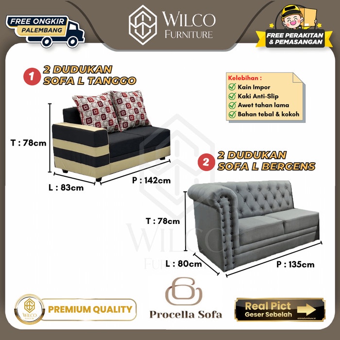 Sofa Procella 2 Dudukan / Sofa 2 Seater Olympic Furniture Palembang - 1.Tanggo
