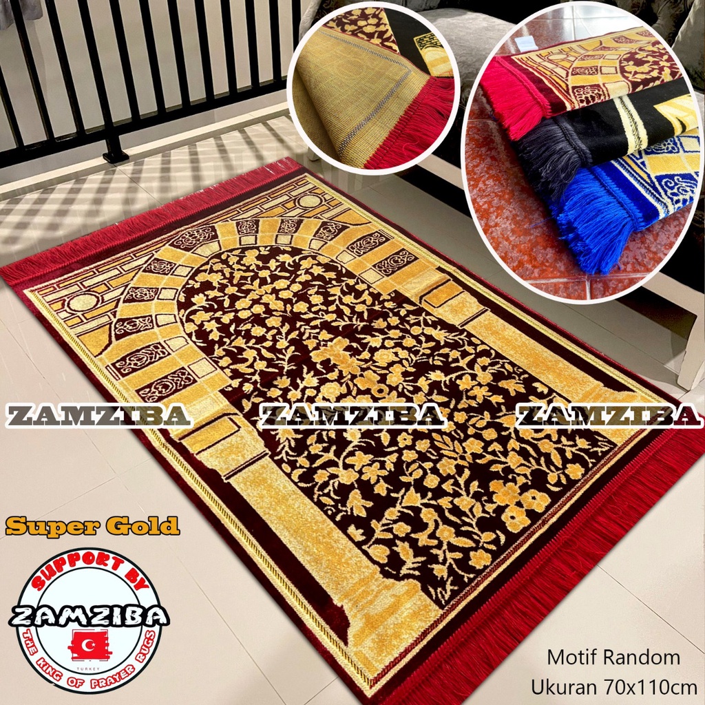 Sajadah Motif Kiswah warna dewasa Bulu Lembut, Tebal, Halus Sajadah Turki