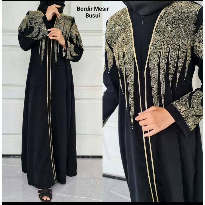 Gamis Abaya Bordir Mesir Busui Pakaian muslim wanita kekinian