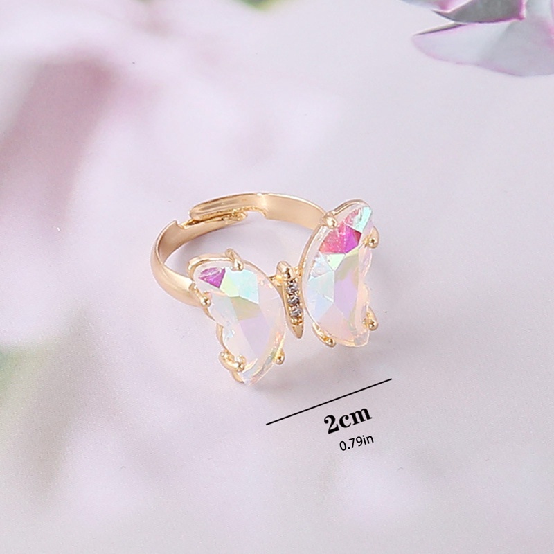 Cincin Kupu-Kupu Baru Ungu Manis Cincin Romantis Perempuan Perhiasan Gadis Hadiah Pernikahan Fashion Populer Temperamen Cincin