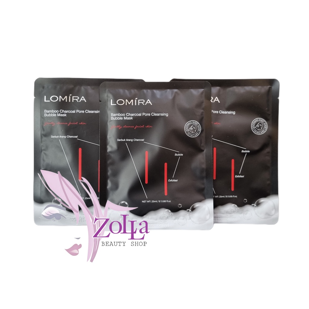 LOMIRA BAMBOO CHARCOAL PORE CLEANSING BUBBLE MASK - BPOM - MASKER WAJAH LOMIRA - MASKER MUKA MURAH