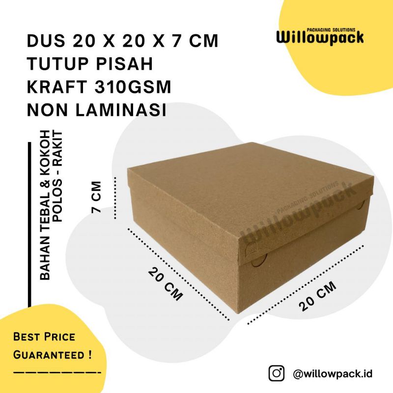 

Dus Kraft 20x20x7 Tutup & Badan Pisah Non Laminasi Box (Min. 50pcs) Nasi Berkat Hajatan