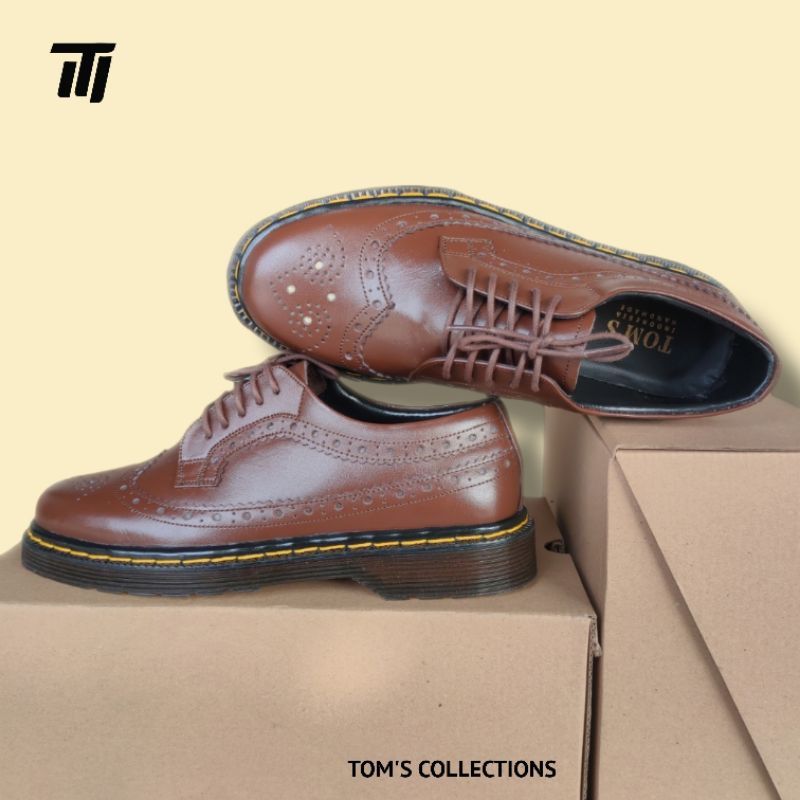 TOM'S - Sepatu Pria Low Bots Wingtip Kulit Asli Original - BBW