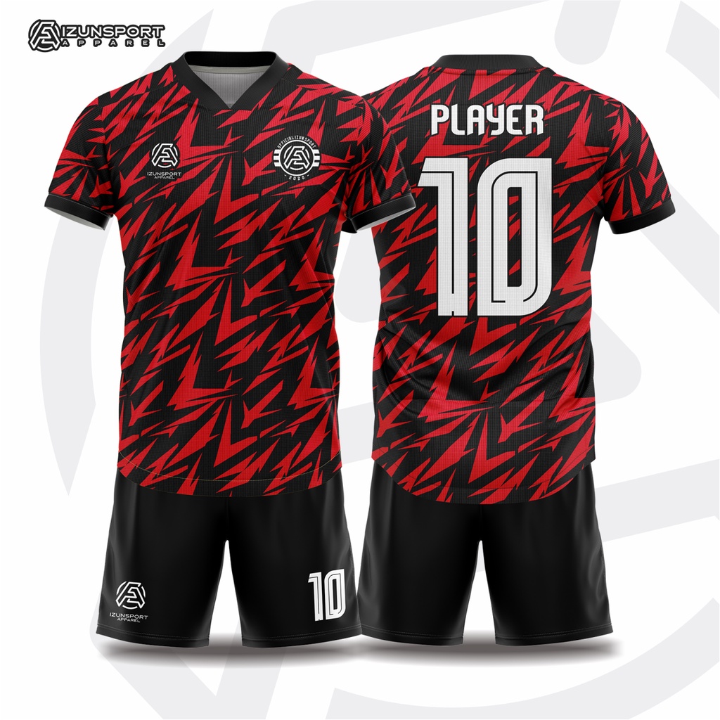 setelan jersey full printing sepakbola futsal custome satuan motif ac milan 0.36