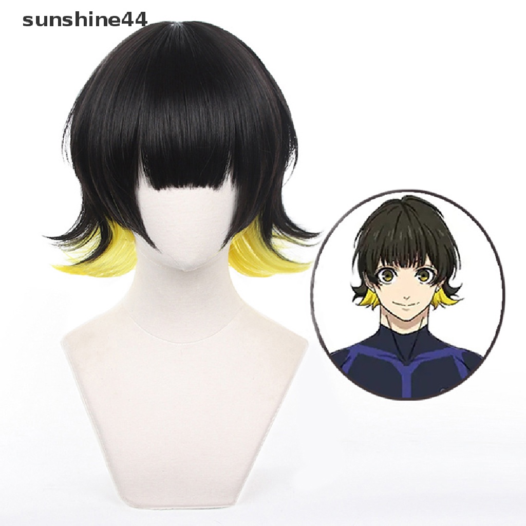 Sunshine Anime Blue Lock Bachira Meguru Cosplay Wig Pria Tahan Panas Wig Karnaval Props.