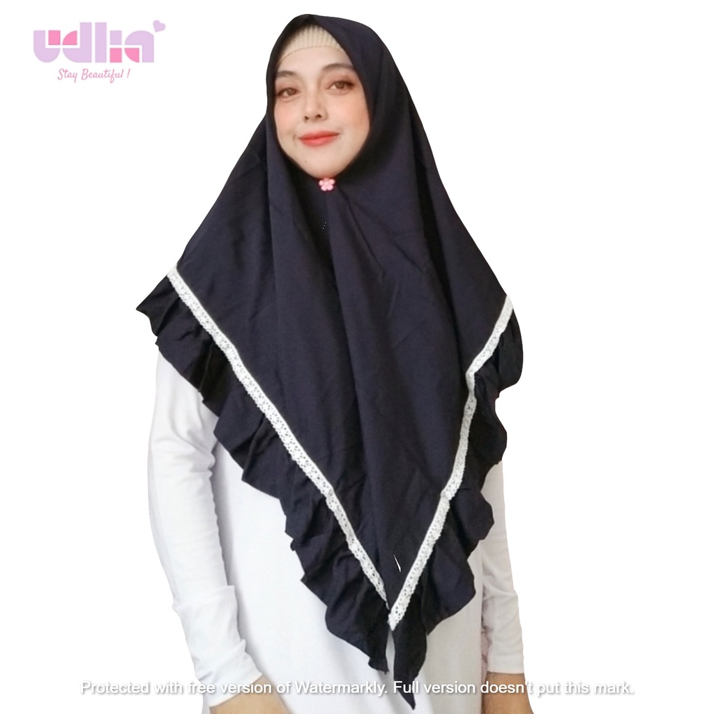 Udlia Hijab Segi Empat Remple List Renda Premium