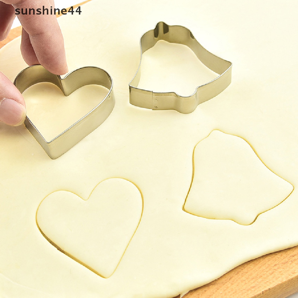 Sunshine 10Pcs/Set Natal Cookie Cutter 3D Metal Xmas Kue Cookie Cetakan Dekorasi.