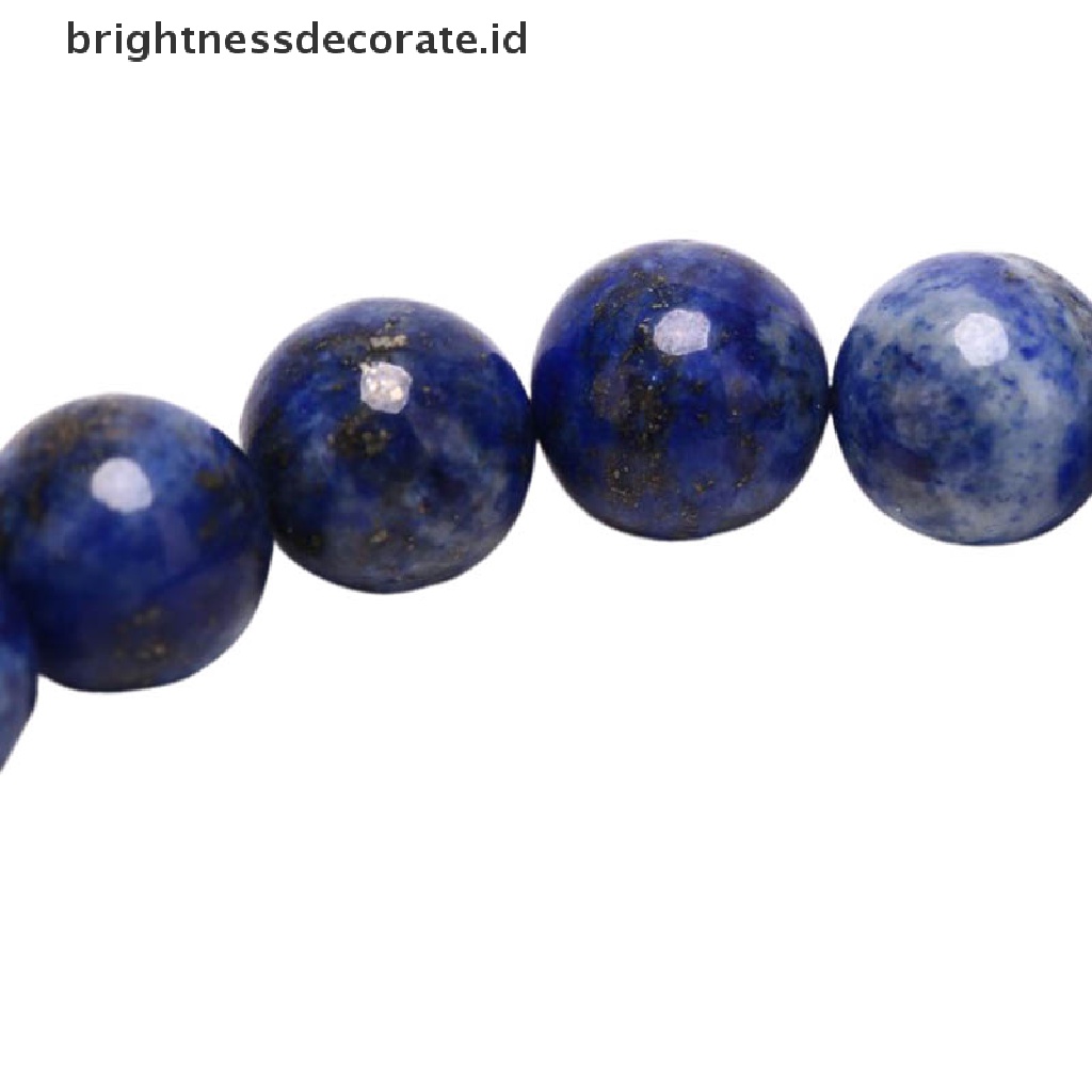 [Birth] Natural 8mm Lapis Lazuli Beads Bracelets Unisex Elastis Bangle Perhiasan Hadiah [ID]