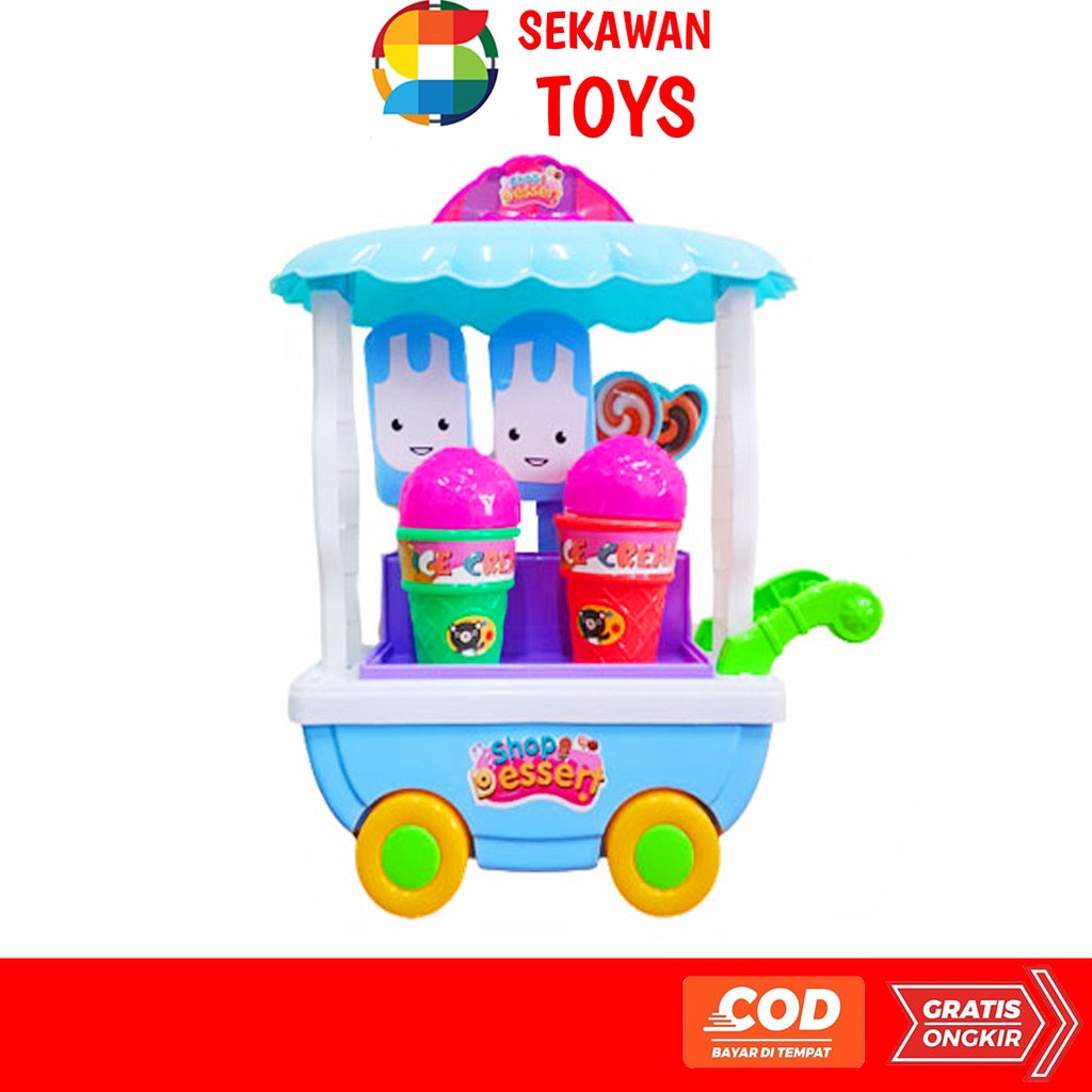 ( BISA COD ) Mainan Gerobak Eskrim/Mainan Ice Cream Stroller Set/ Shop Dessert Set 16121B