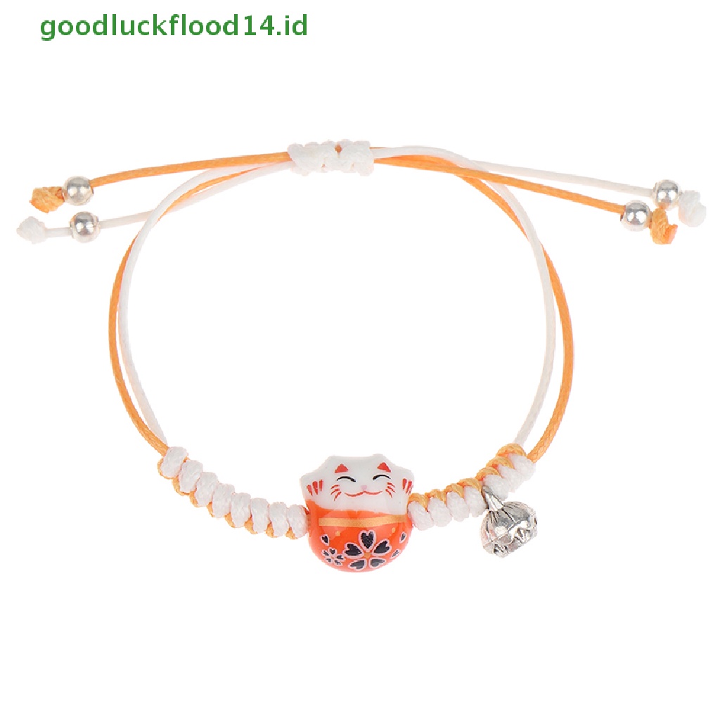 [GOOGFOUR] 1pc Gelang Liontin Keramik Lucky Cat Bracelets Tenun Tangan Warna Gelang [TOP]