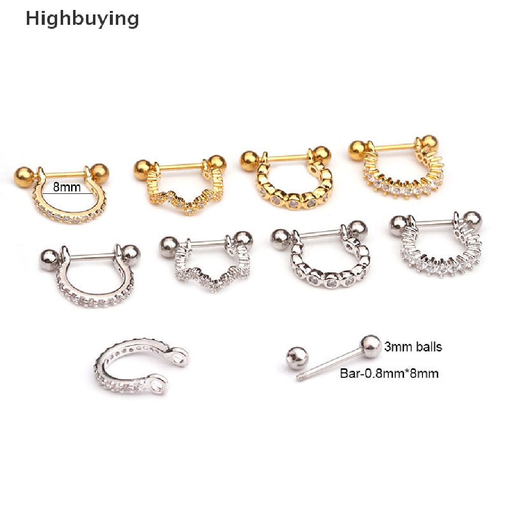 Hbid 1Pc Kristal Berlian Imitasi U Bentuk Telinga Helix Tulang Rawan Tubuh Anting Giwang Glory