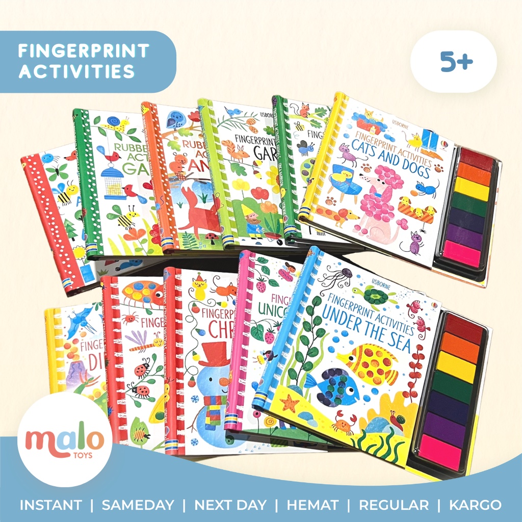 Jual MALOTOYS USBORNE RUBBER STAMP & FINGERPRINT Book Activities