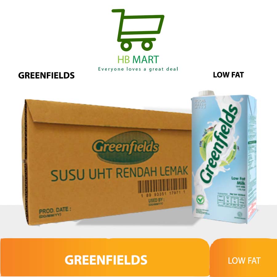 

khusus ojol Susu UHT Low Fat Greenfields [12 Pcs x 1 Liter]