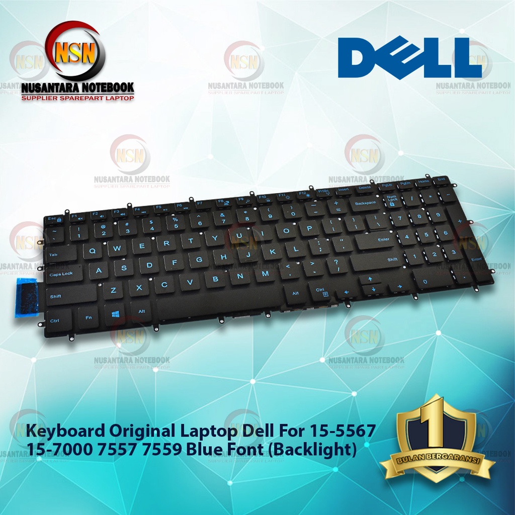 Keyboard Original Laptop Dell 15-5567 15-7000 7556 Blue Font BackLight