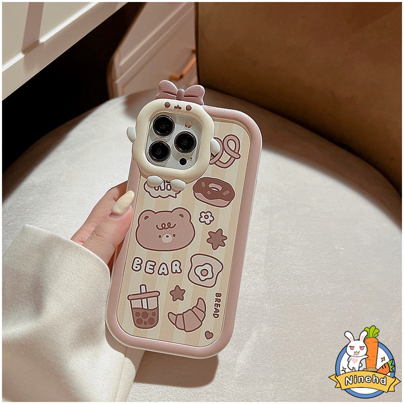 IPHONE Casing Kompatibel Untuk Iphone14 13 12 11 Pro Max X Xr Xs Max7 8 6 6s Plus Se2020Kartun Beruang Casing Ponsel Lensa Monster Kecil Shockproof Glossy Silikon Soft Case Cover Pelindung
