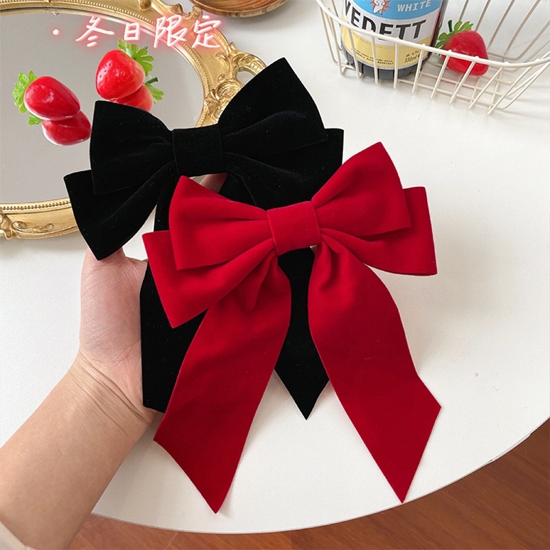 Delunashop Jepit Rambut Dasi Kupu-Kupu kain rajut Wanita Korea Ribbon Long Big Elegan Aksesori Impor Fashion Murah