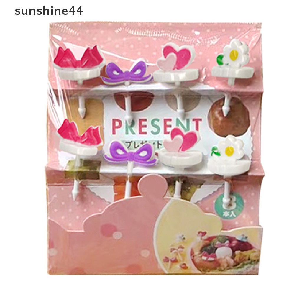 Sunshine 8Pcs Lucu Mini Flower Farm Kartun Food Picks Anak Snack Kue Dessert Makanan Garpu Buah Makan Siang Bento Aksesoris Dekorasi Pesta.