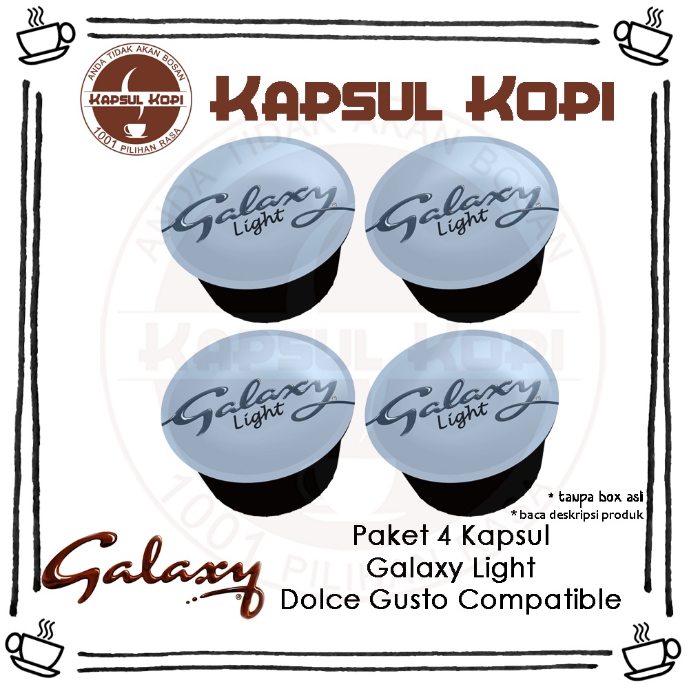 

Paket 4 Kapsul Kopi Galaxy Light Low Sugar Hot Chocolate Nescafe Dolce Gusto Compatible