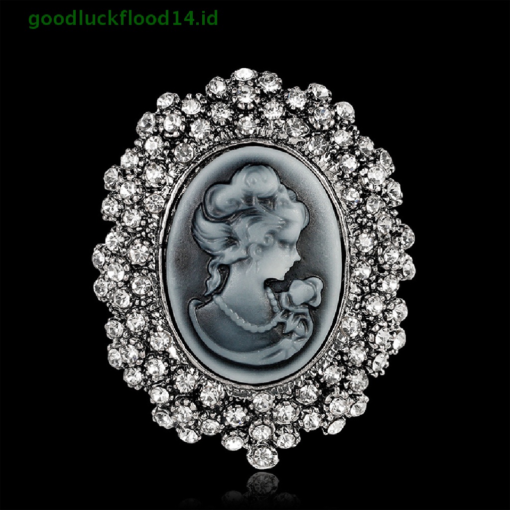 [GOOGFOUR] 1pc Vintage Cameo Victoria Gaya Kristal Pesta Pernikahan Wanita Liontin Bros Pin [TOP]