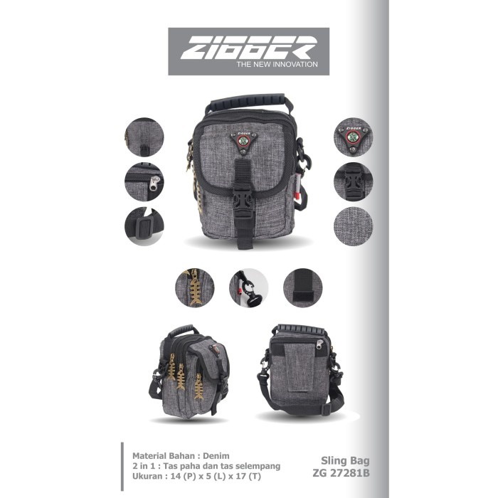 [KLIKTAS] Tas Slempang Pria 2 in 1 ZIGGER - ZG 27281B - Sling Bag Gaul