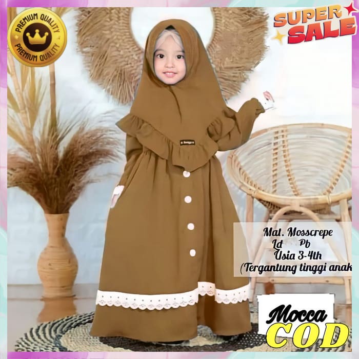 Gamis Gamis Pesta Anak Perempuan Brokat Mariska Umur 4 5 6 7 8 9 10 11 12 13 - Abu-Abu, 4-5 Tahun(Z3