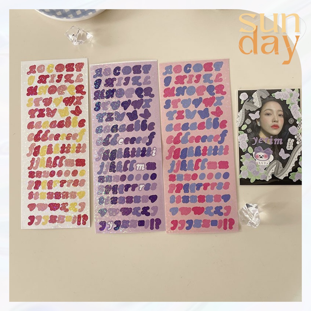 

SUNDAY - Sticker huruf hologram mini sticker alfabet diy decorasi laptop