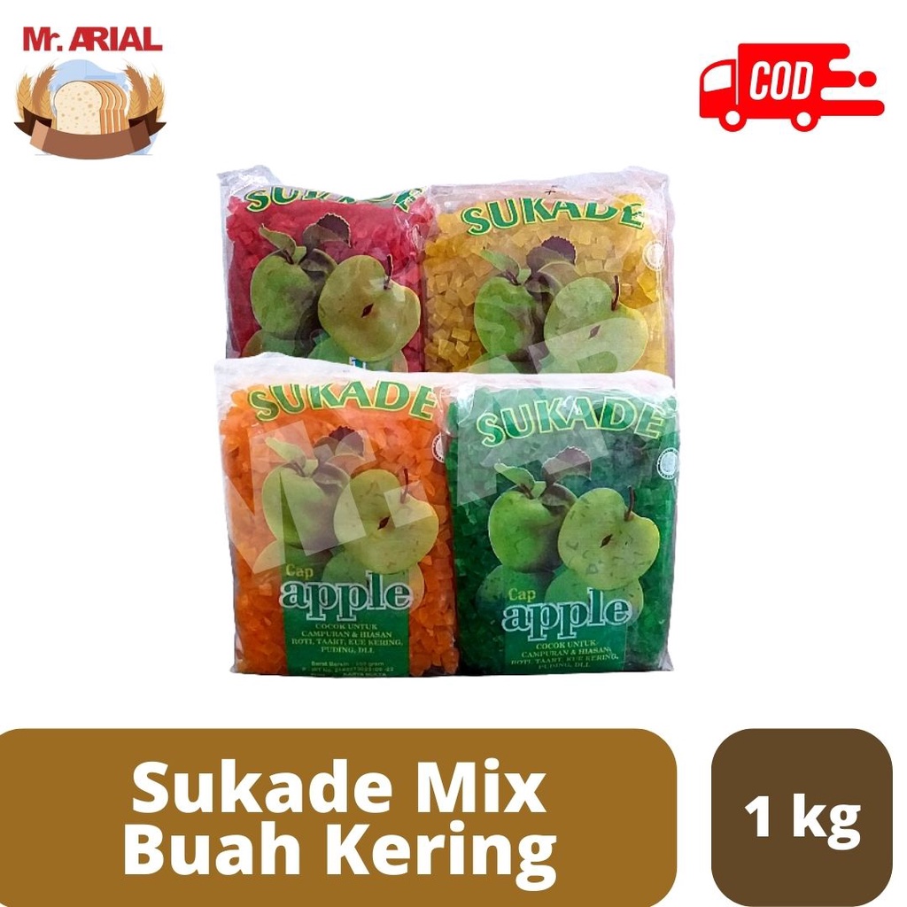 

SUKADE APPLE MIX 1kg / Manisan Pepaya / Hiasan Kue / Manisan Buah Kering