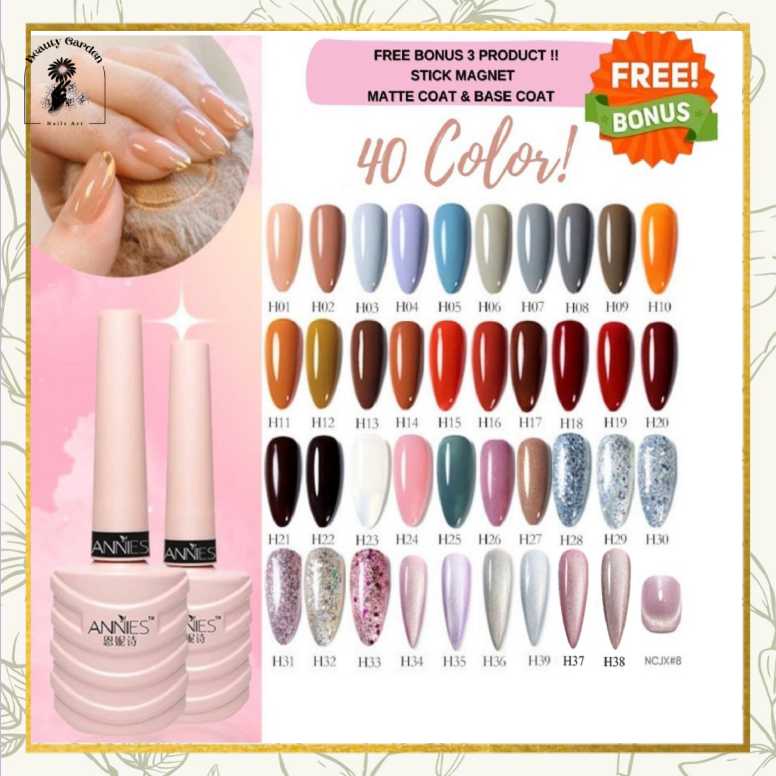 【 COD 】Paket Set Gel Nail Polish UV Lengkap  40pcs+3FreeGift Gel Polish Colour/Cat Eye/Jelly Transfaran/Gliter Kutek Gel Nail Art 10ml