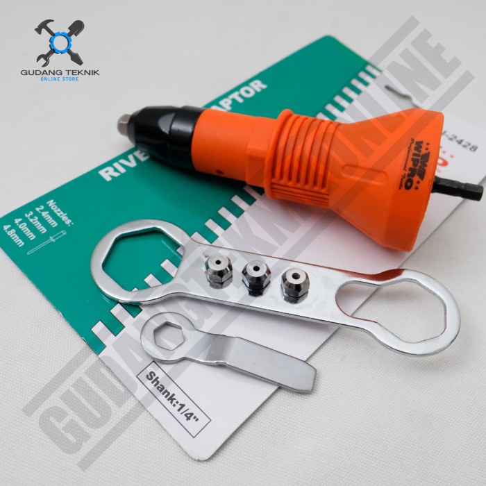 Adaptor Konverter Mesin Bor Listrik Cordless Jadi Tang Rivet Paku Rivet 1/4&quot; WIPRO AI2428 - Adapter Adaptor Mesin Bor Listrik Cordless 1/4 Inch WIPRO AI-2428