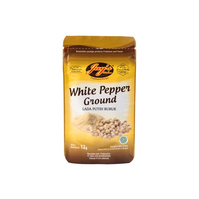 

Jay's Kitchen White Pepper Ground Zipper 12 GR