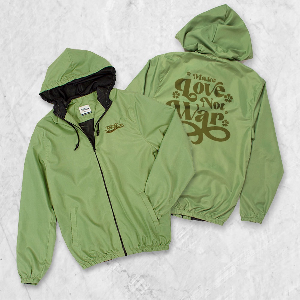 FORTGLASS Windbreaker LOVE Outerwear Unisex Windbreaker Jaket Pria